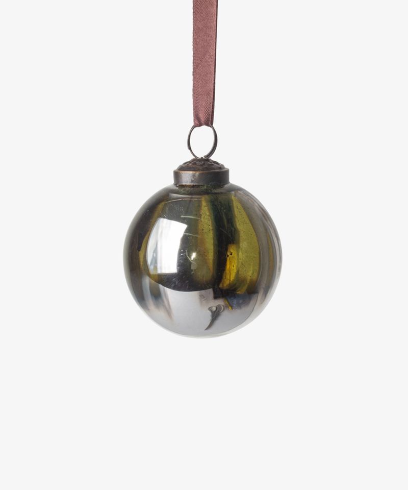 Mercury Stripe Bauble Green 8cm