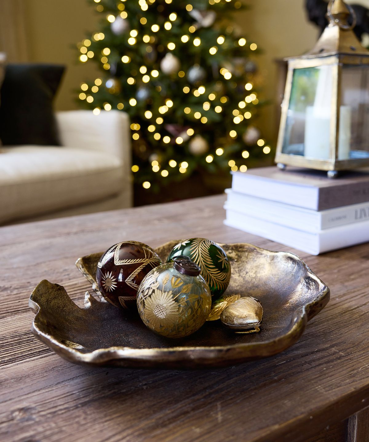 Amina Glass Bauble Green/Gold