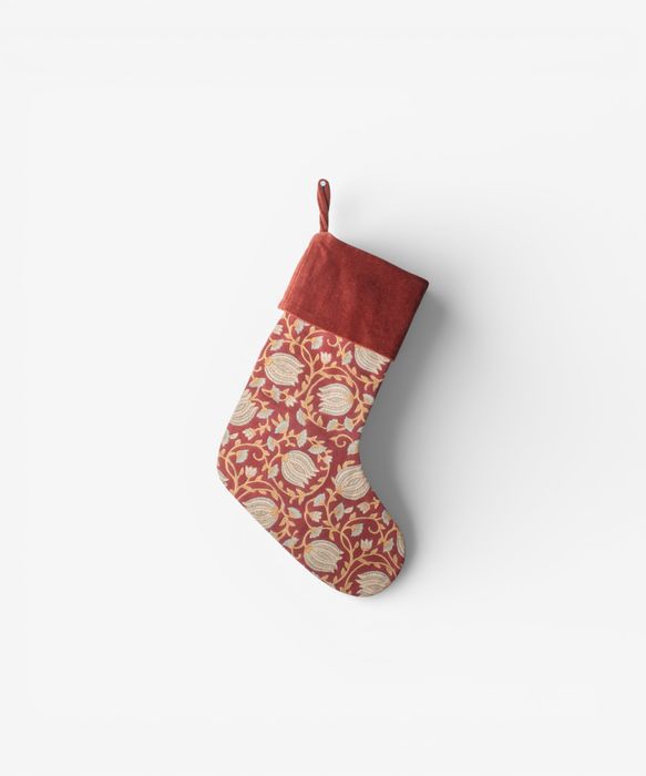 Pomegranate Floral Stocking Red
