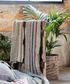 Herringbone Stripe Linen Throw Grey