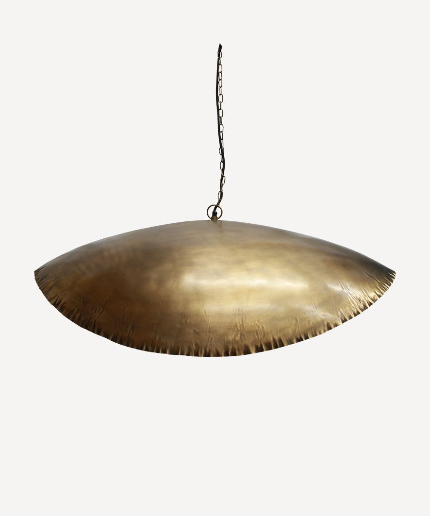 Masaomi Crimped Edge Pendent Gold Large