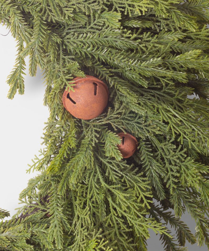Pine Heart Wreath with Bells Small