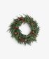 Mixed Pine Wreath Brown Velvet Bows and Bells