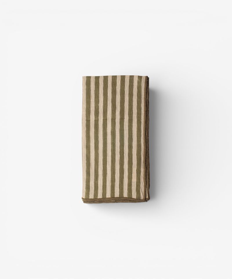 Striped Green Cotton Napkin