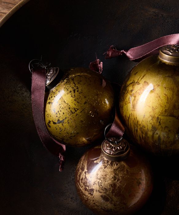 Marbleized Bauble Bronze Gold 8cm