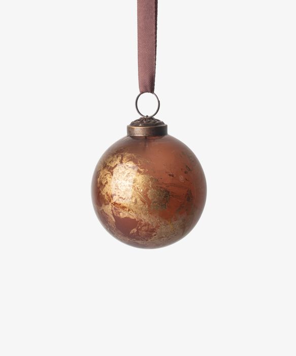 Marbleized Bauble Golden Brown 8cm