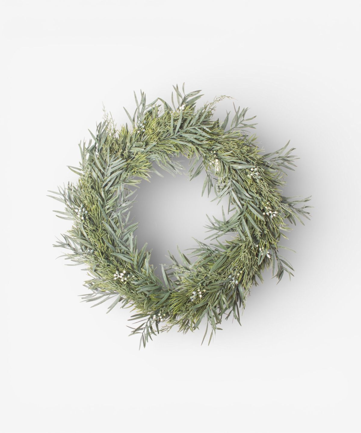 Mixed Silver Green Wreath 60cm