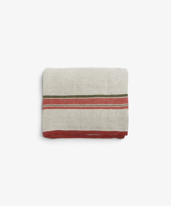 Red Selvedge Stripe Linen Tablecloth Small