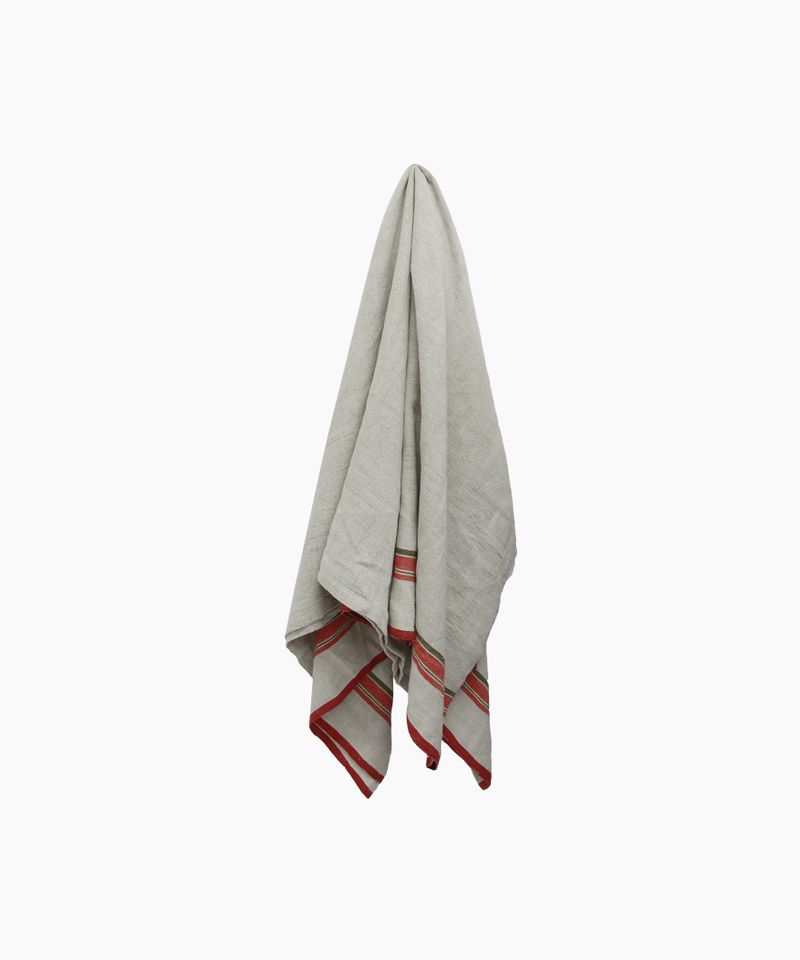 Red Selvedge Stripe Linen Tablecloth Small