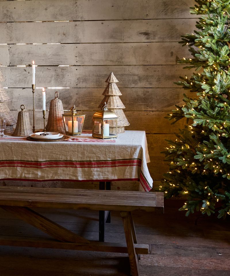 Red Selvedge Stripe Linen Table Runner