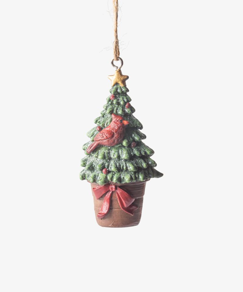 Hanging Potted Tree with Bird