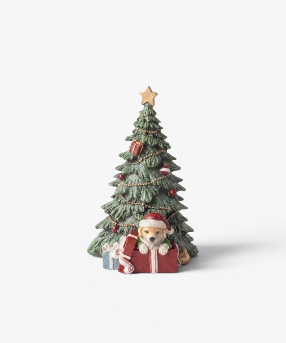 Festive Tree with Dog and Gifts