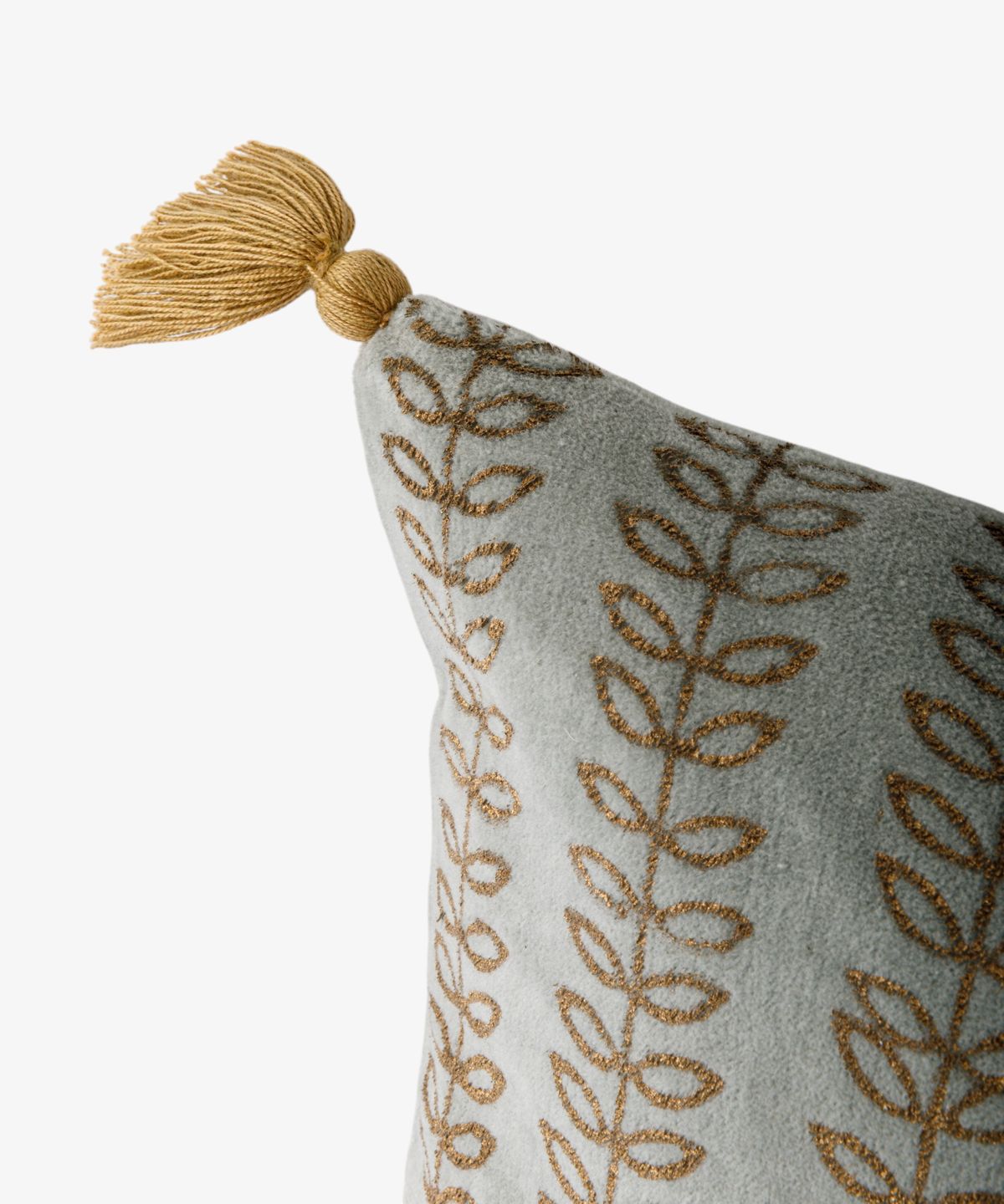 Leaf Handblock Velvet Cushion Cover