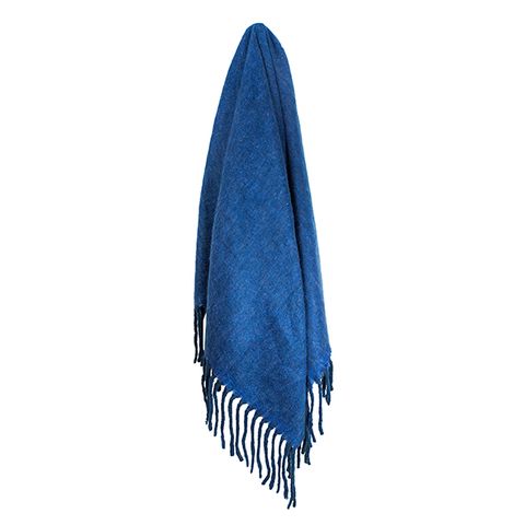 Solid Fringed Blue Throw