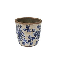 Blue Floral Herb Pot Small