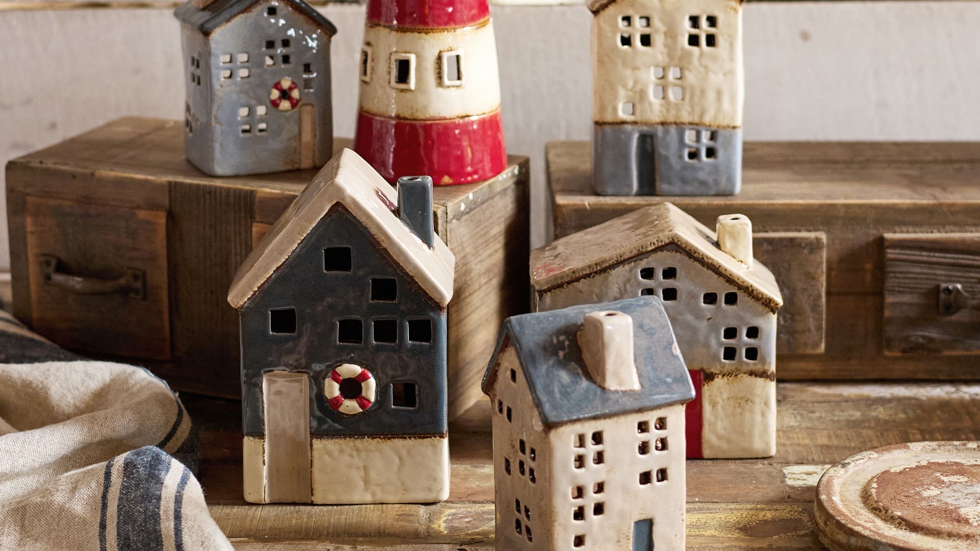 <h2>Saint Malo New Nautical Tea Light Houses</h2><button>Shop All</button>
