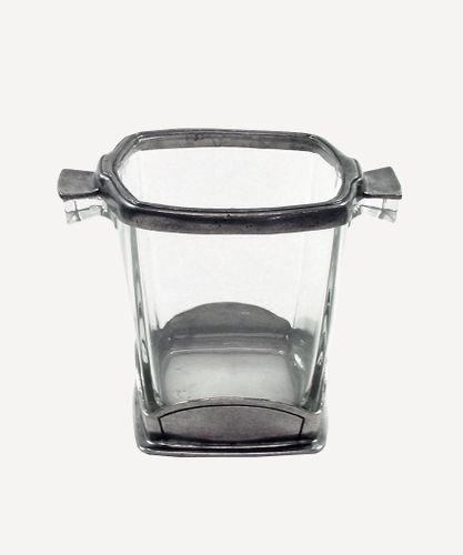 Square Pewter & Glass Ice Bucket