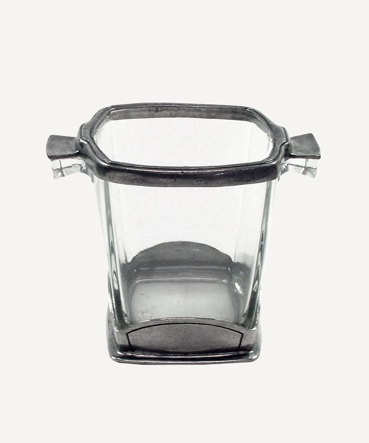 Square Pewter & Glass Ice Bucket