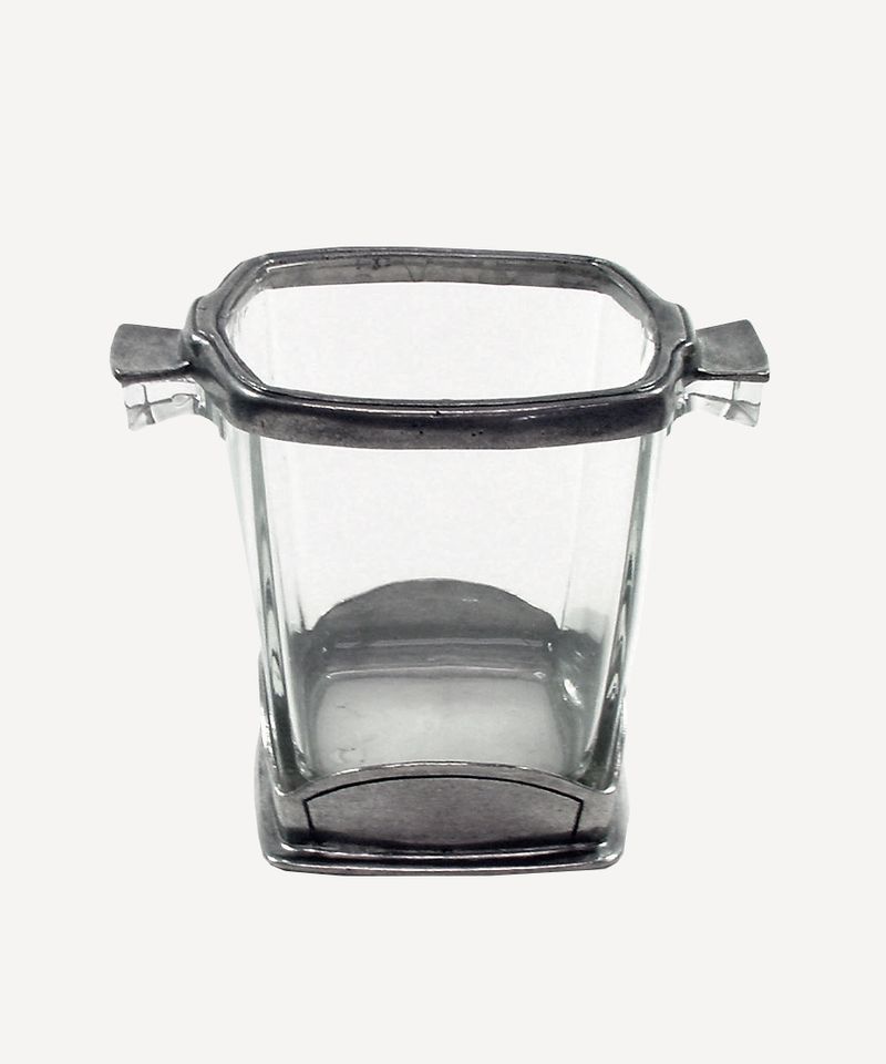 Square Pewter & Glass Ice Bucket