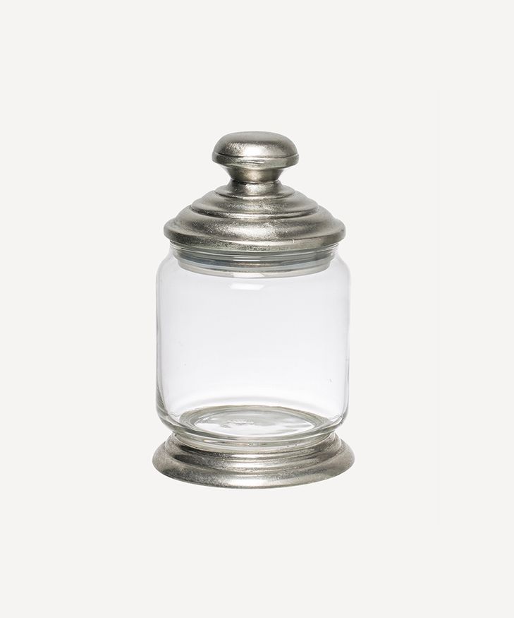 Glass and Pewter Storage Jar