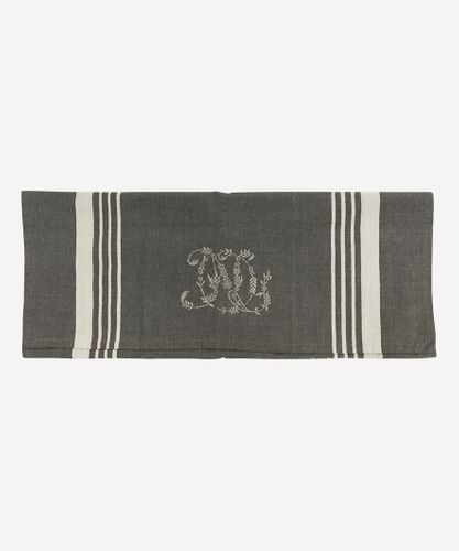Monogram Tea towel Charcoal with White Stripe