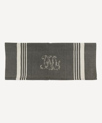 Monogram Tea towel Charcoal with White Stripe