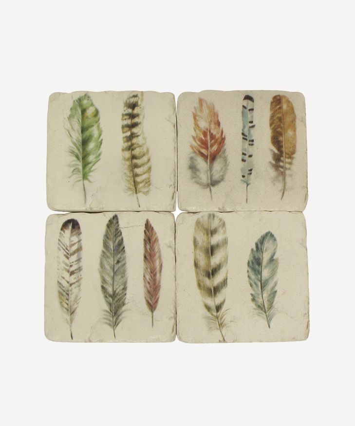 Feather Resin Coasters (4PC)