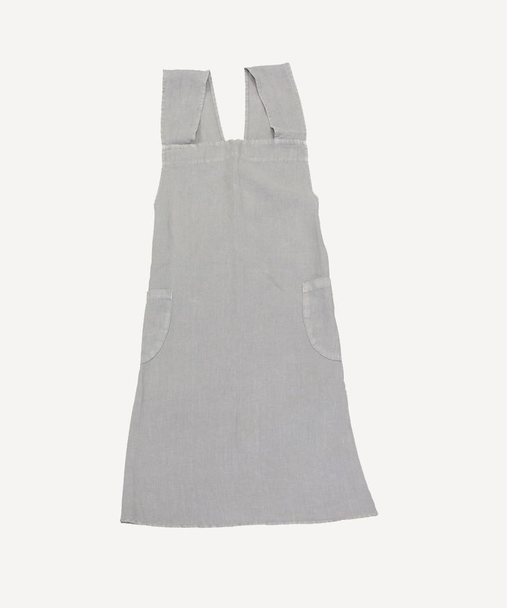 Cross Back Apron Grey Stonewashed Linen