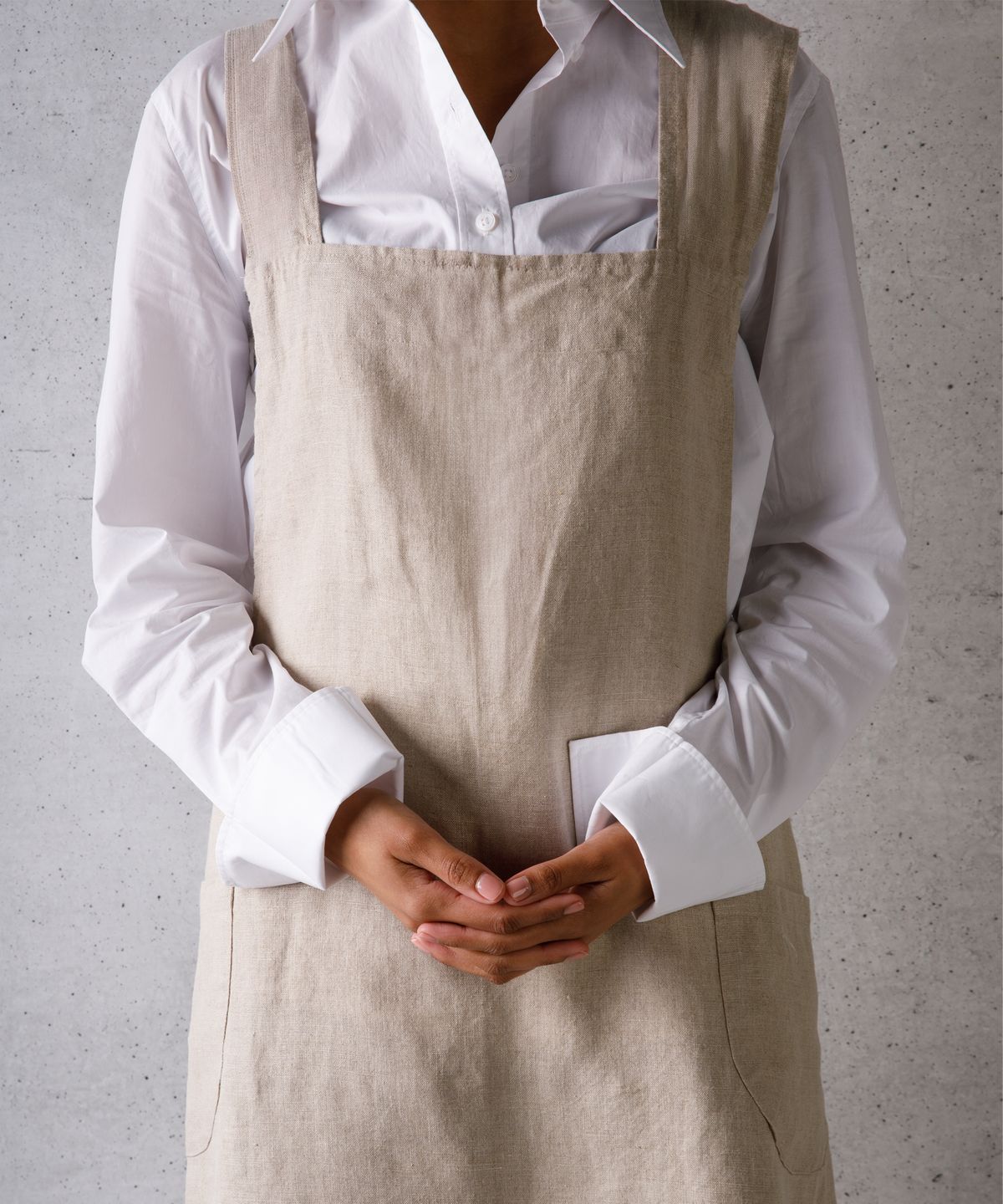 Cross Back Apron Natural Stonewashed Linen