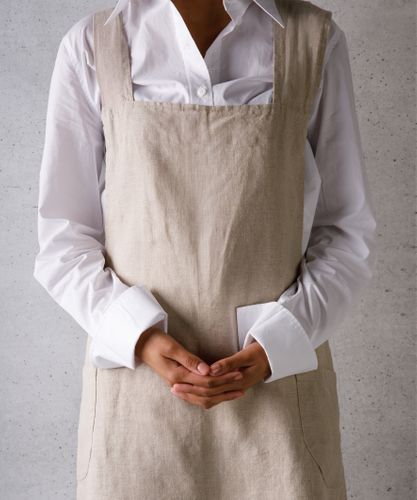Cross Back Apron Natural Stonewashed Linen