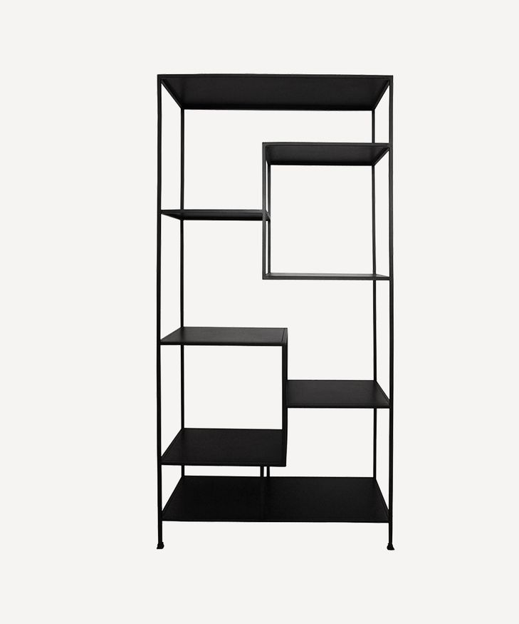 Black Metal Staggered Shelf