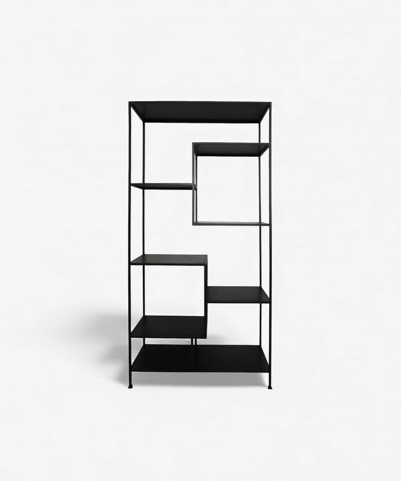 Black Metal Staggered Shelf