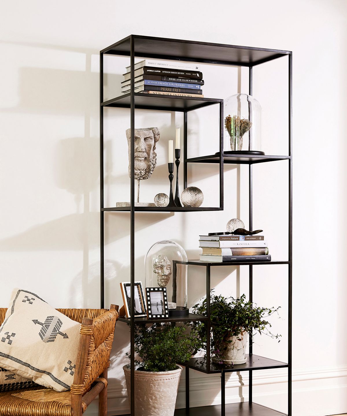 Black Metal Staggered Shelf