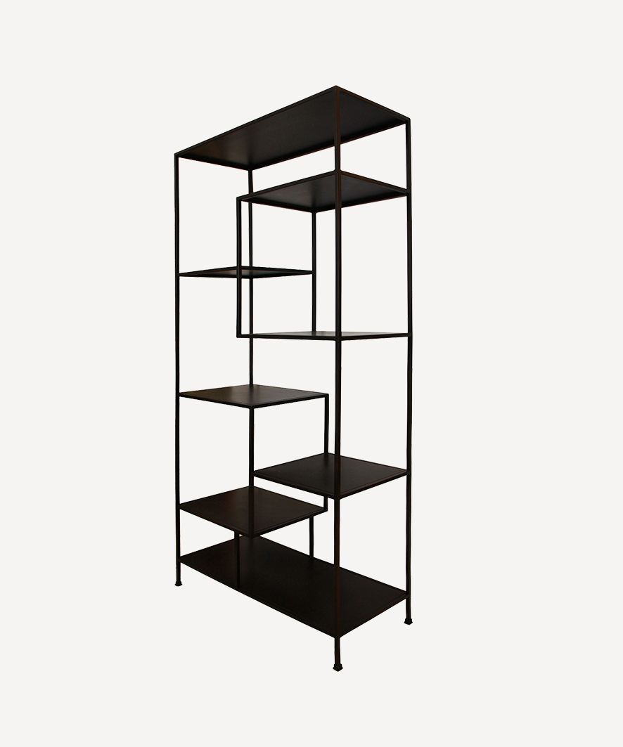 Black Metal Staggered Shelf