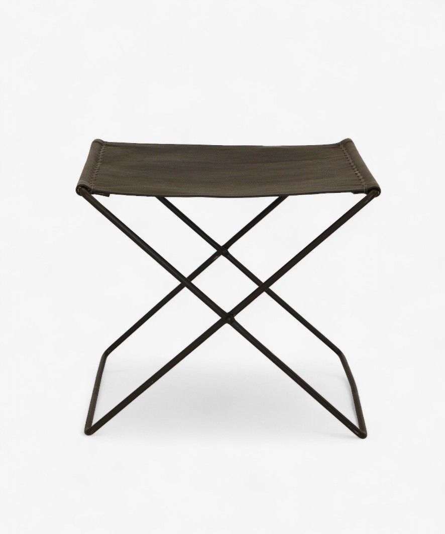 Palma Leather Stool Black