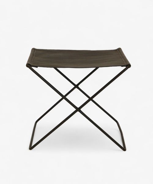 Palma Leather Stool Black