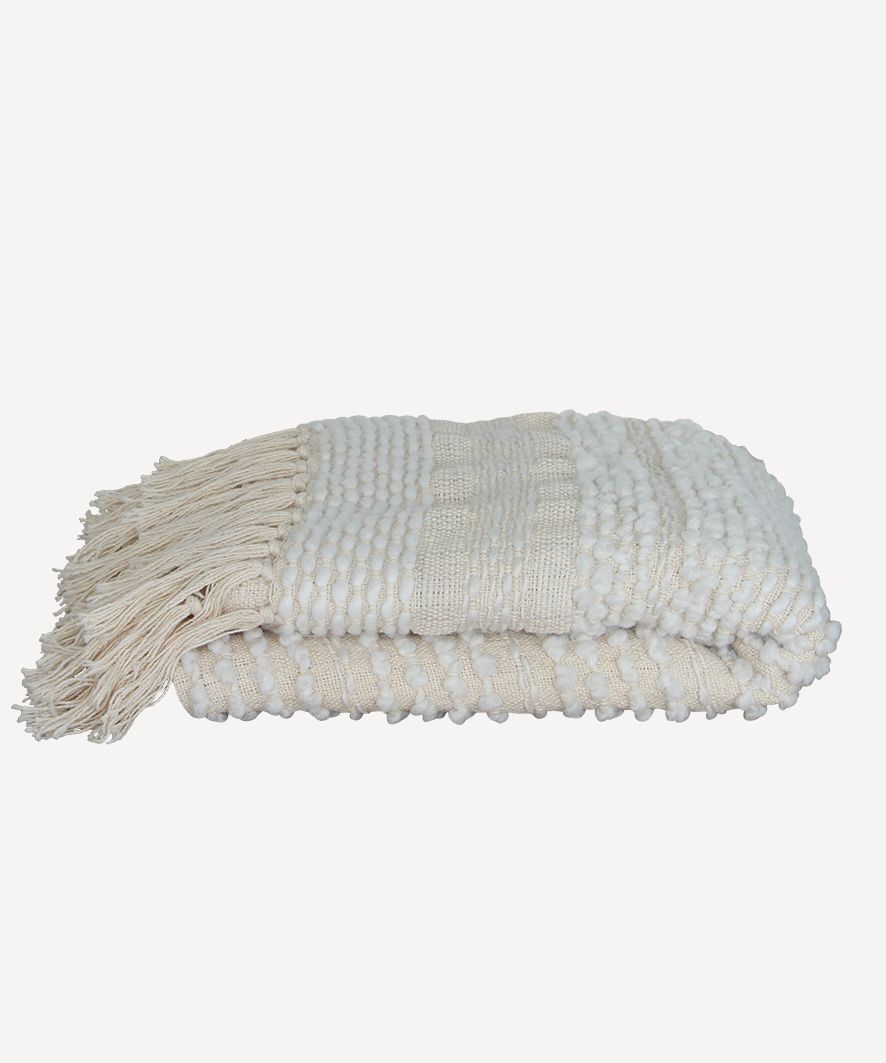 Off White Textured Throw