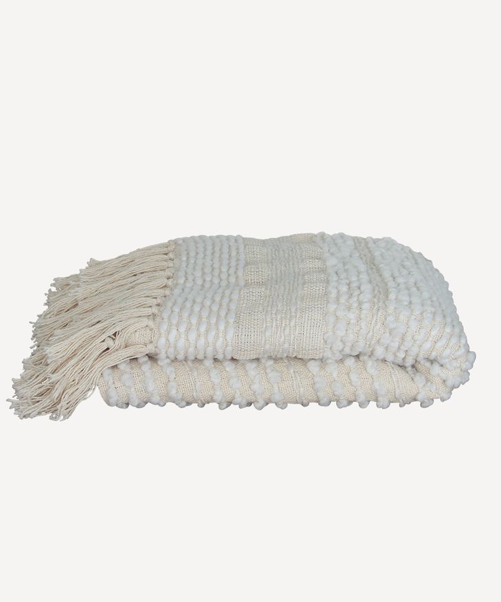 Off White Textured Throw