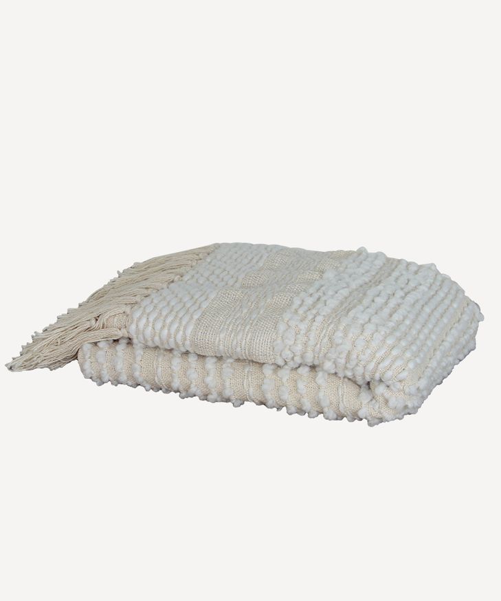 Off White Textured Throw