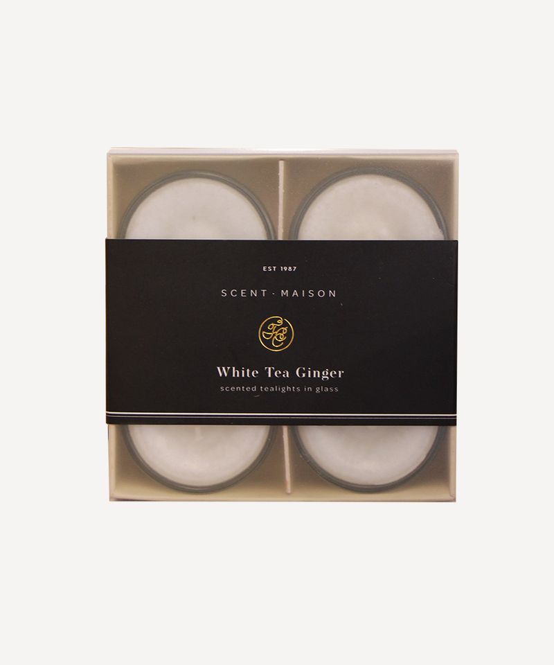 Maison Glass Tea Lights White Tea Ginger (4PC)