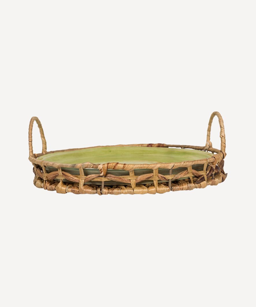 Vert Textured Platter  with Seagrass Tray Small