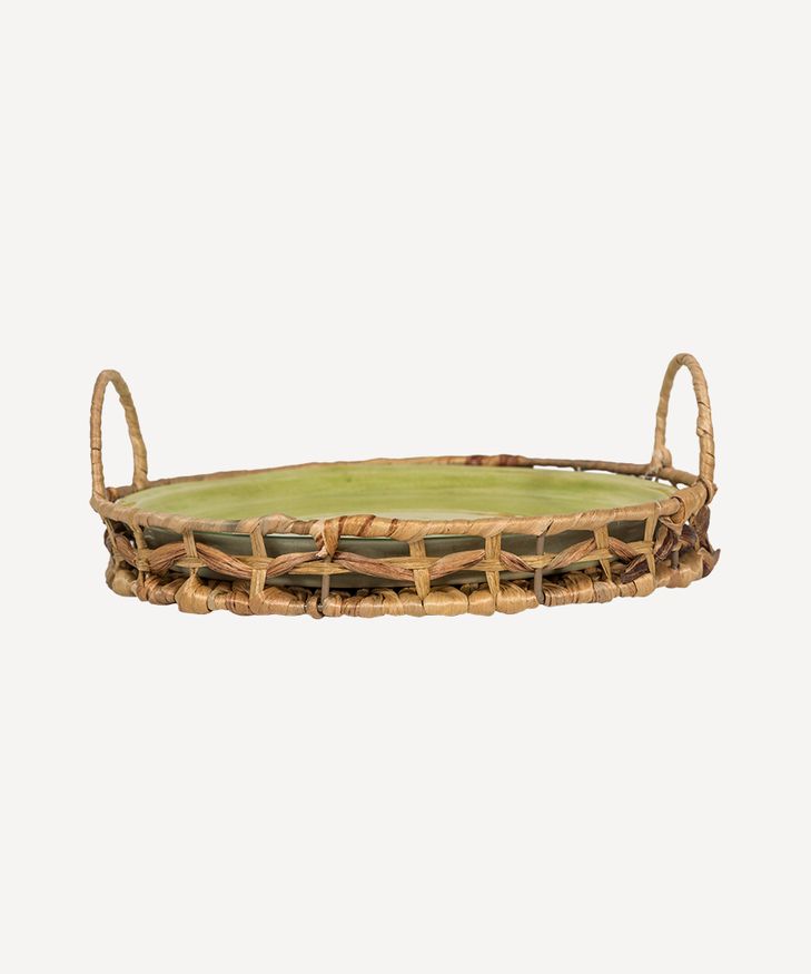 Vert Textured Platter  with Seagrass Tray Small