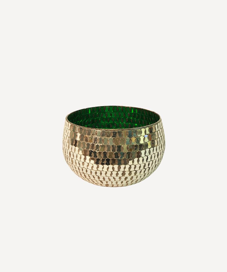 Mosaic Bronze & Green Votive Large