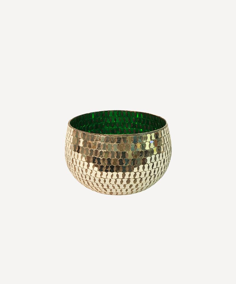 Mosaic Bronze & Green Votive Large