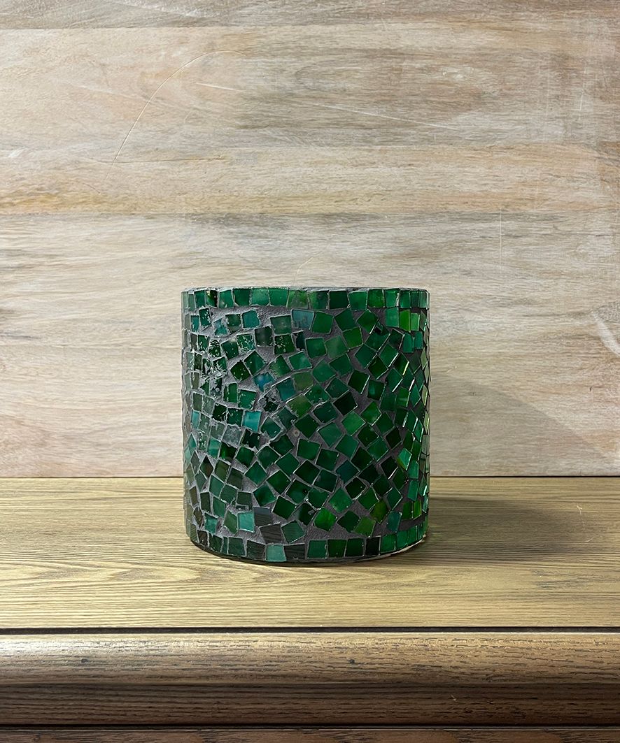 Mosaic Green Votive Medium