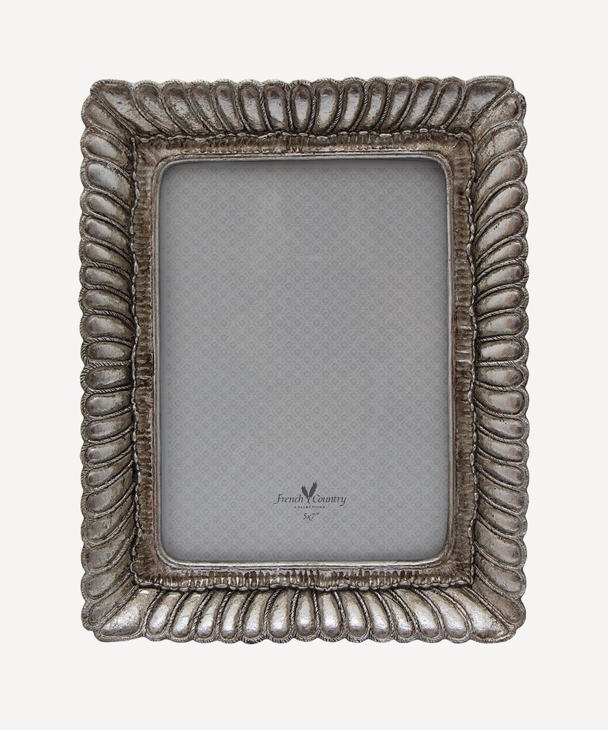 Fanned Rectangle Photo Frame Pewter Finish 5x7"