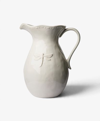 Dragonfly Stoneware White Jug Large