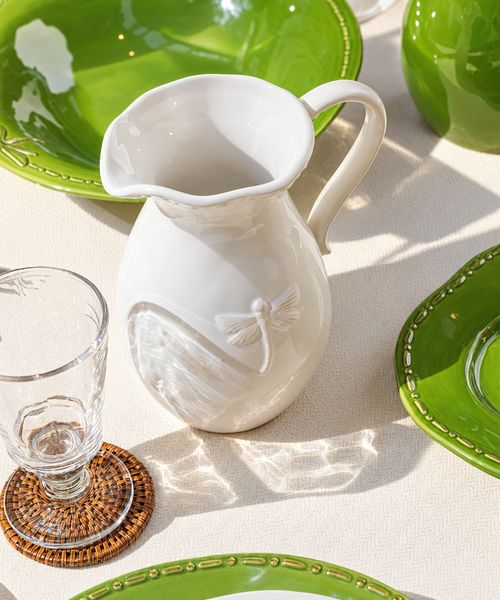 Dragonfly Stoneware White Jug Small