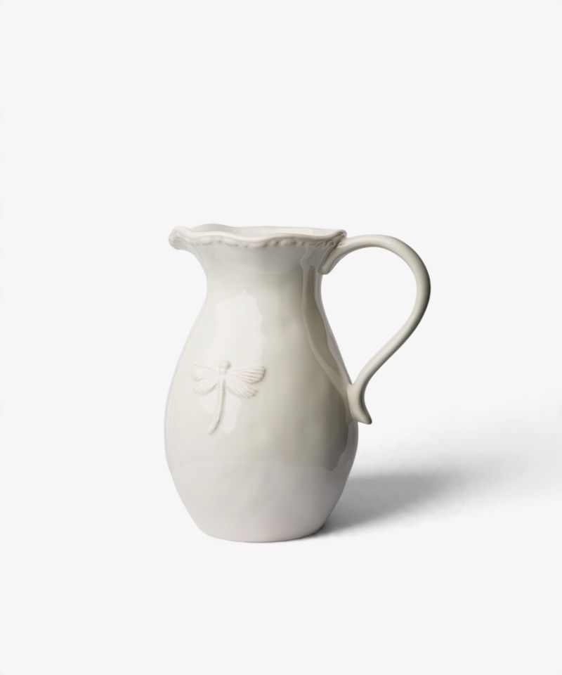 Dragonfly Stoneware White Jug Small