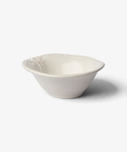 Dragonfly Stoneware White Salt Bowl